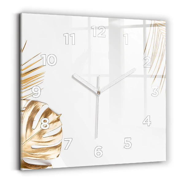 Horloge carrée en verre Feuilles tropicales