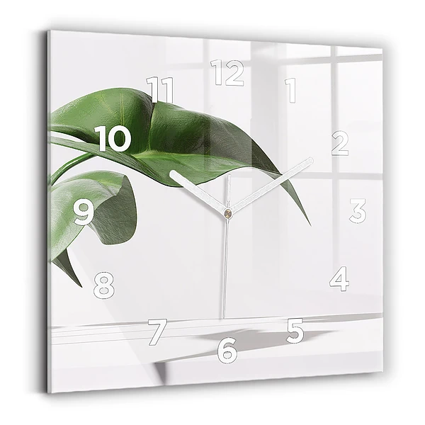 Horloge carrée en verre Feuilles abstraites