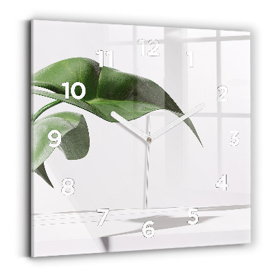 Horloge carrée en verre Feuilles abstraites