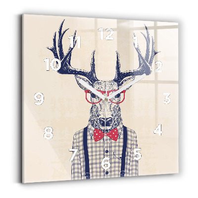Horloge carrée en verre Cerf en chemise