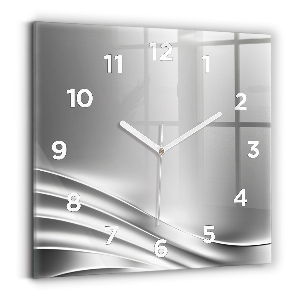 Pendule carrée en verre Abstraction argentée