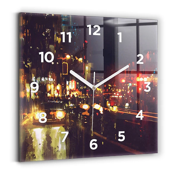 Horloge murale carrée Ville peinte