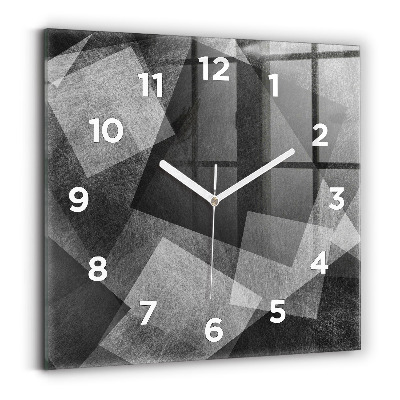 Pendule carrée en verre Abstraction géométrique
