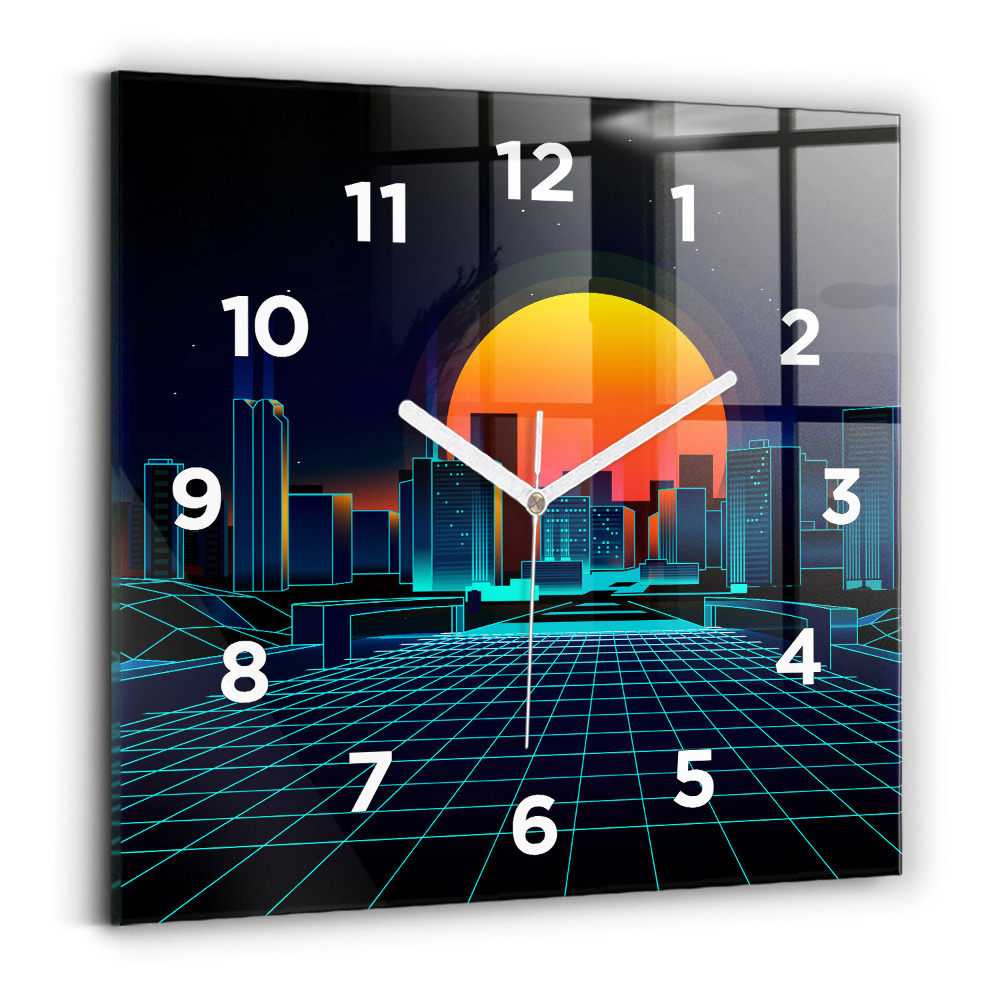 Horloge murale carrée Ville du cyberespace