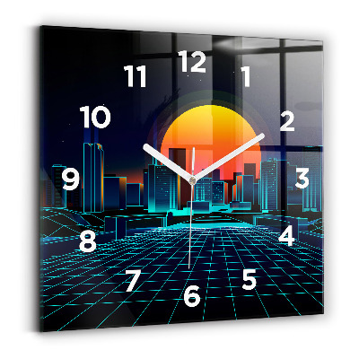 Horloge murale carrée Ville du cyberespace