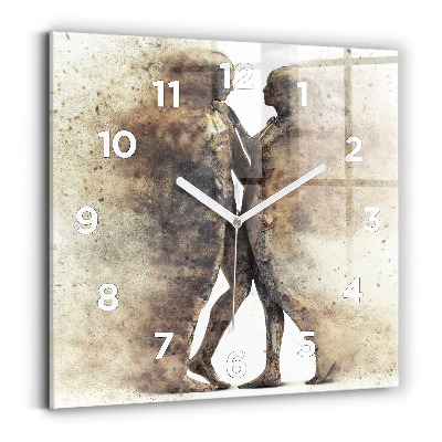 Pendule carrée en verre Personnes abstraites sable