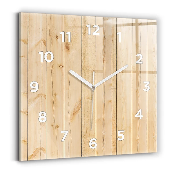 Horloge murale carrée Planches de bois
