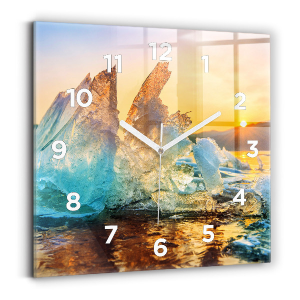 Horloge murale carrée Iceberg et lever de soleil