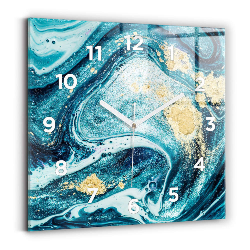 Horloge carrée en verre Marbre abstrait