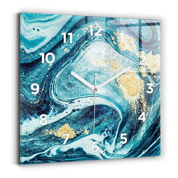 Horloge carrée en verre Marbre abstrait