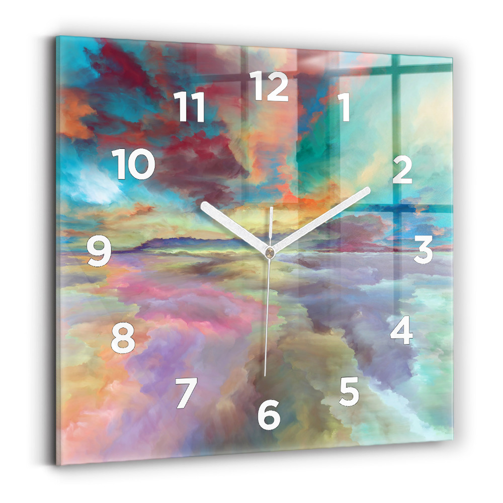 Horloge carrée en verre Paysage abstrait