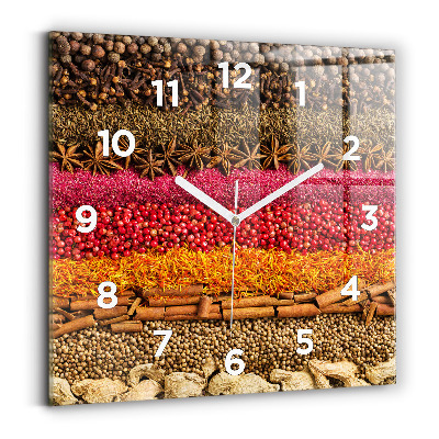 Pendule carrée en verre Rangées d'épices