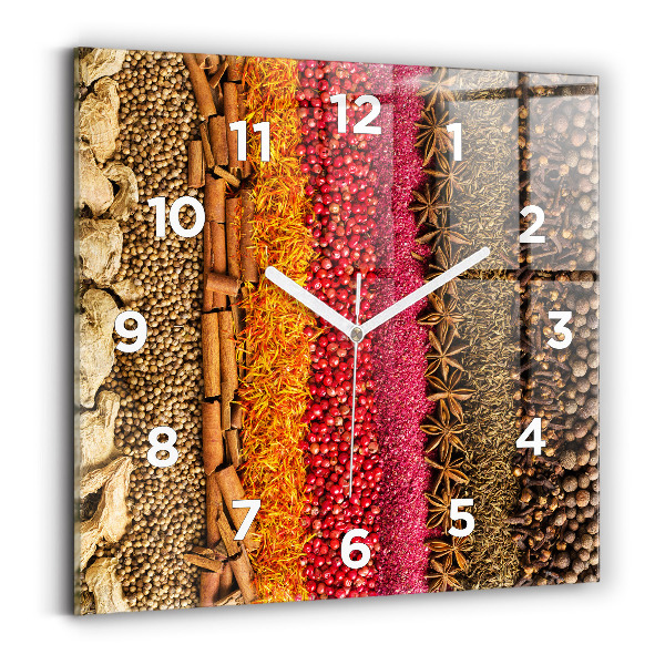 Horloge carrée en verre Rangées d'épices