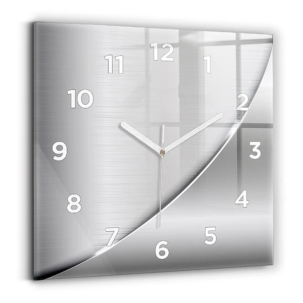 Horloge carrée en verre Motif argenté