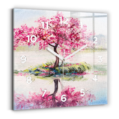 Horloge murale carrée Mosaïque d'un arbre