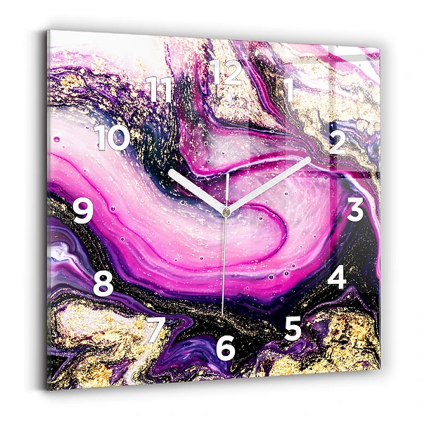 Horloge carrée en verre Marbre abstrait