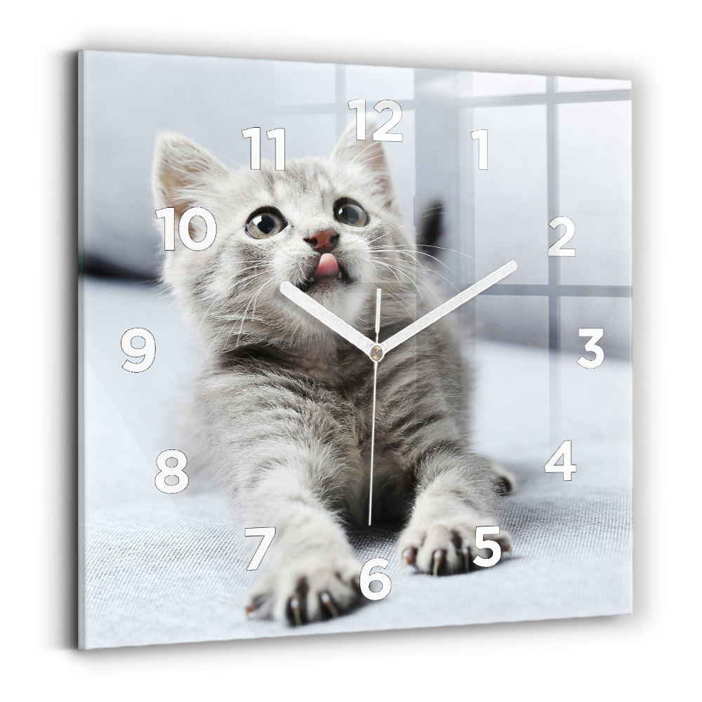 Horloge murale carrée Chat sur un canapé