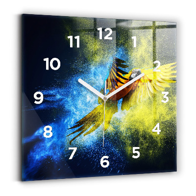 Pendule carrée en verre Perroquet coloré