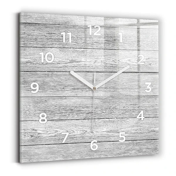 Horloge carrée en verre Panneaux en bois