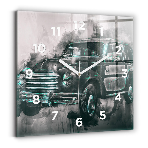 Horloge carrée en verre Voiture ancienne