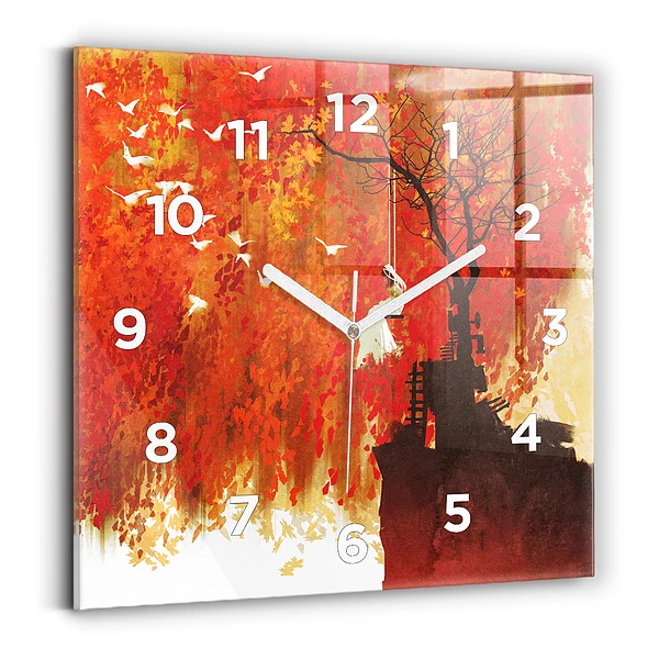 Pendule carrée en verre Mariée en automne