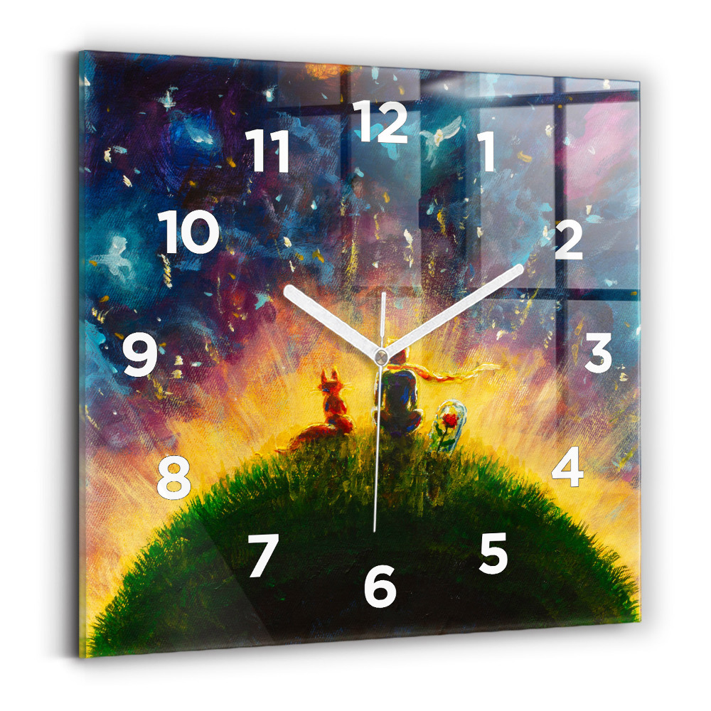 Horloge carrée en verre Petit prince abstrait