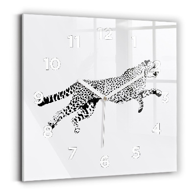 Pendule carrée en verre Silhouette de panthère