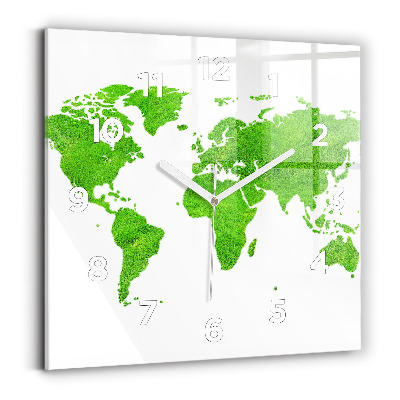 Horloge murale carrée Carte de l'herbe verte