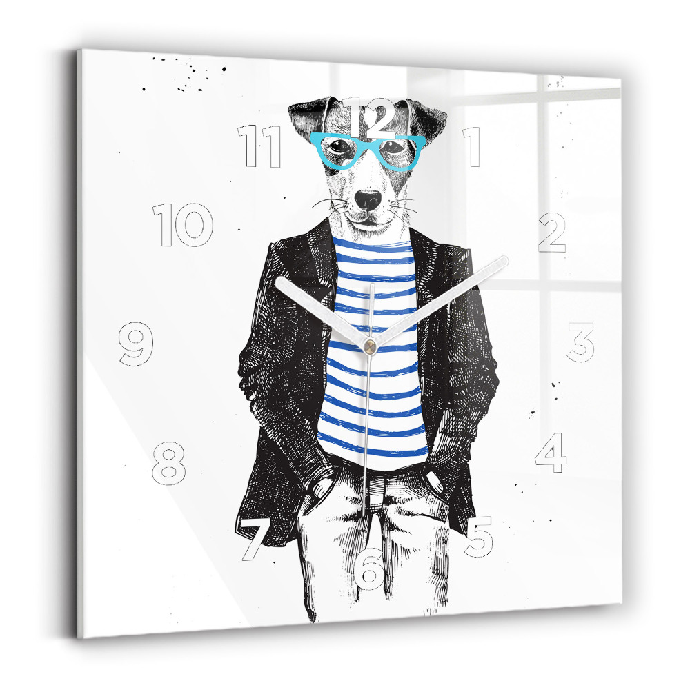 Horloge carrée en verre Chien dans un corps humain
