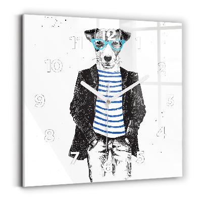 Horloge carrée en verre Chien dans un corps humain