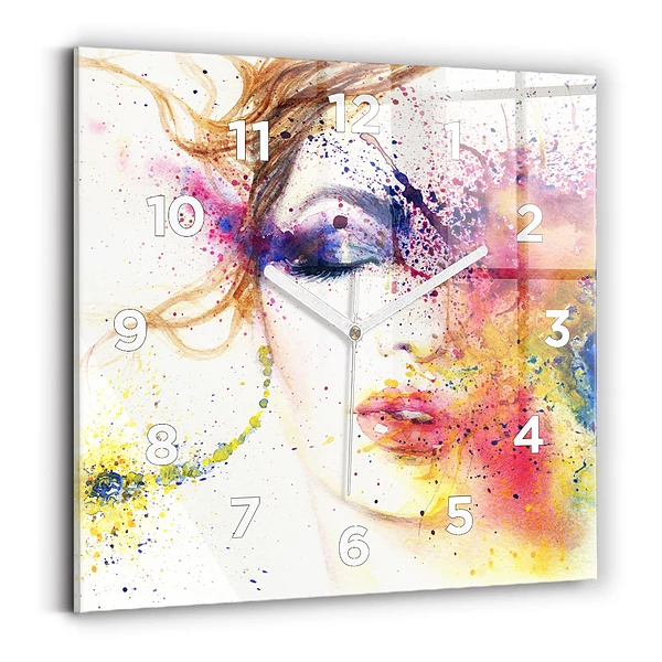 Pendule carrée en verre Portrait d'une femme mystérieuse