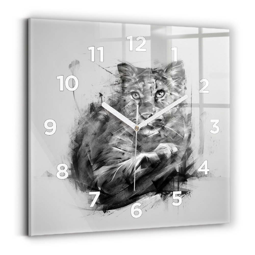 Horloge murale carrée Lion peint