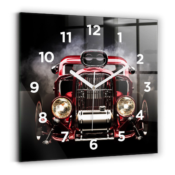 Horloge carrée en verre Vieille voiture de collection