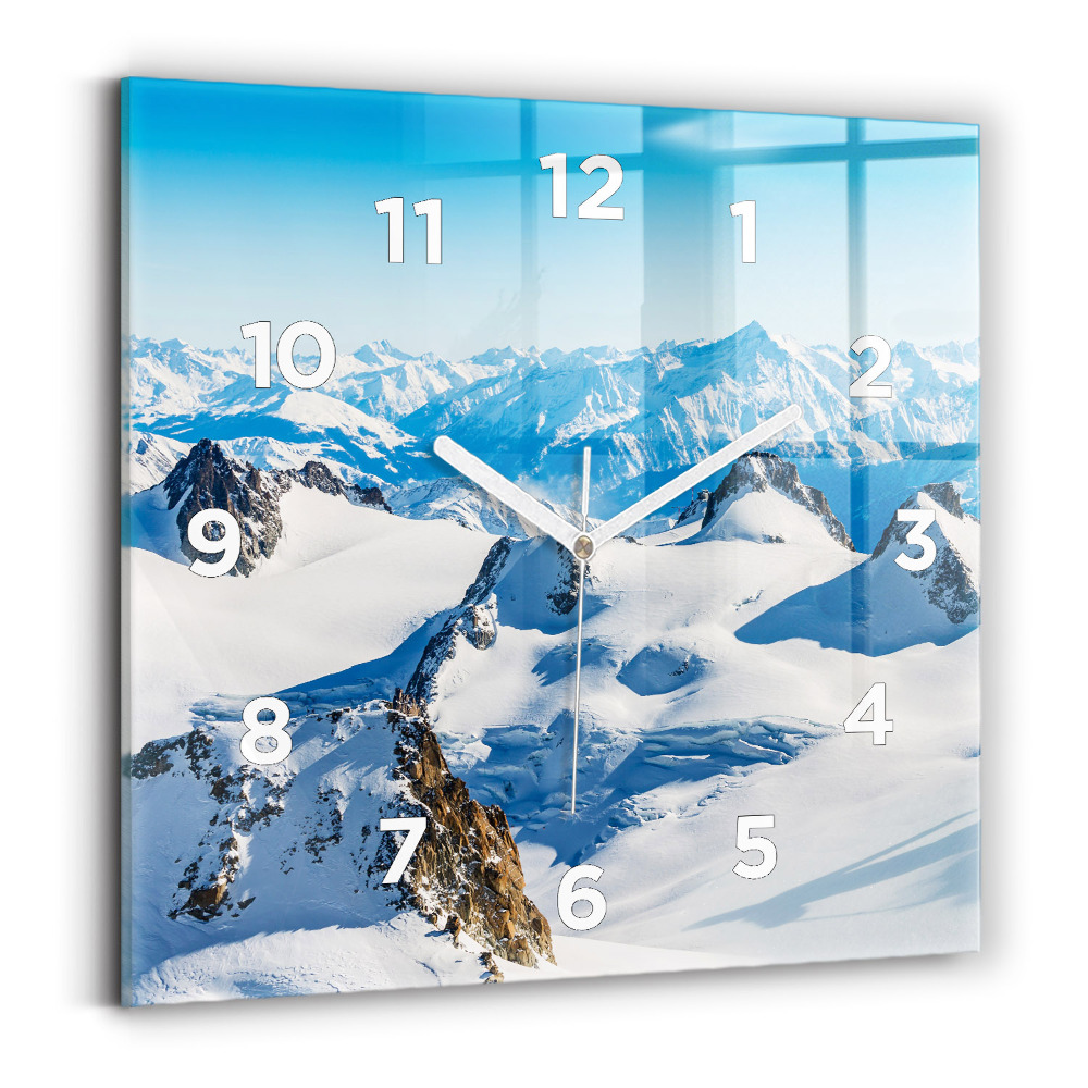Horloge murale carrée Skieur dans les Alpes