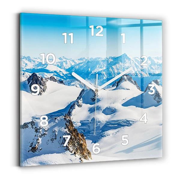 Horloge murale carrée Skieur dans les Alpes