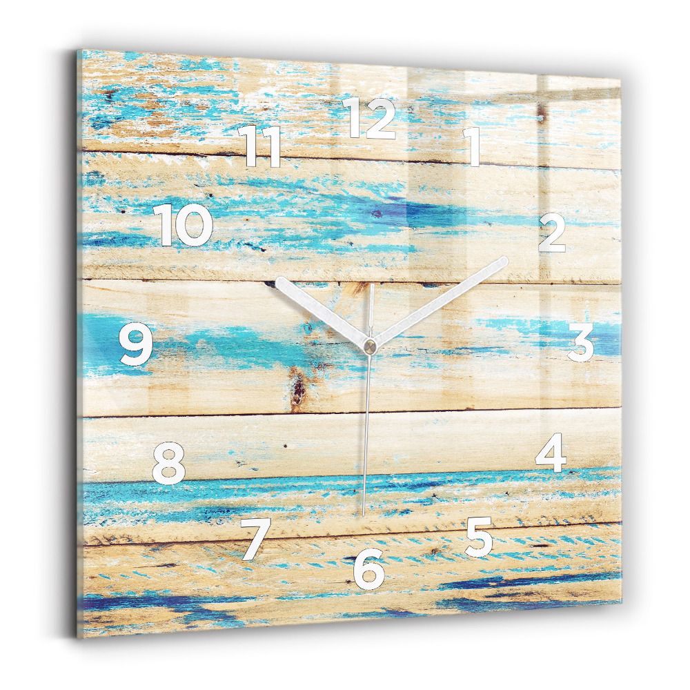 Horloge murale carrée Bois rayé