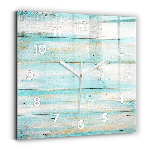 Pendule carrée en verre Planches bleues
