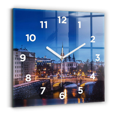 Pendule carrée en verre Panorama de Pilsen