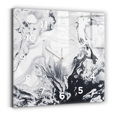 Pendule carrée en verre Marbre abstrait à l'encre