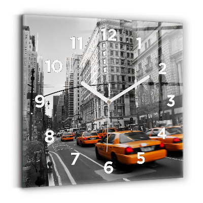 Horloge carrée en verre Manhattan et taxis