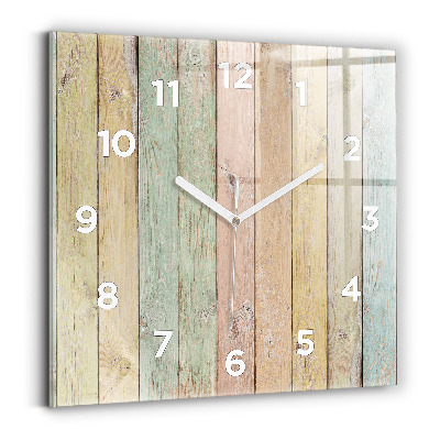 Pendule carrée en verre Planches colorées