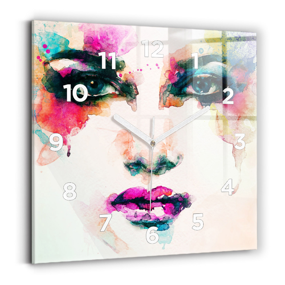 Horloge murale carrée Visage abstrait d'une femme