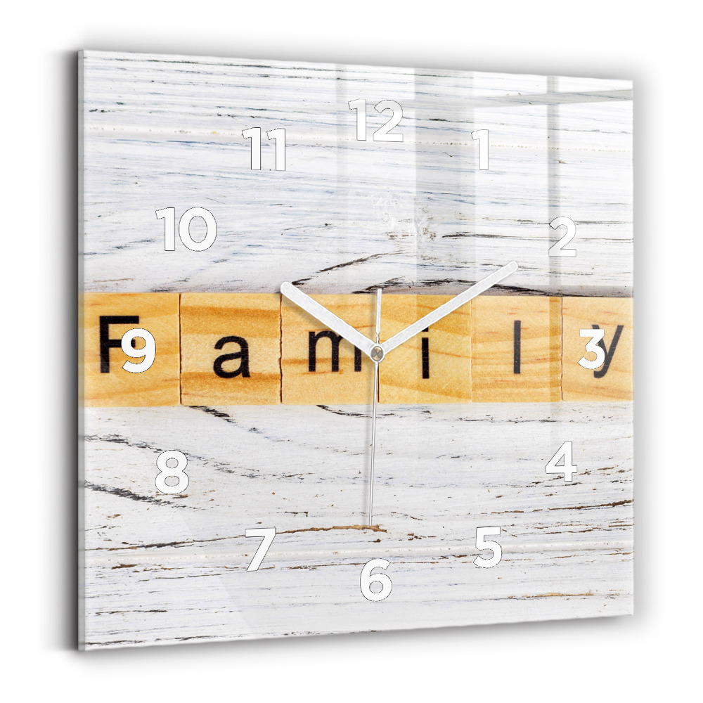 Horloge carrée en verre Famille