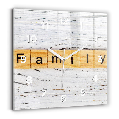 Horloge carrée en verre Famille