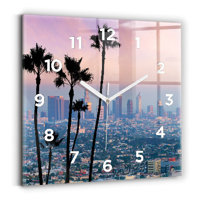 Horloge carrée en verre Coucher de soleil à Los Angeles