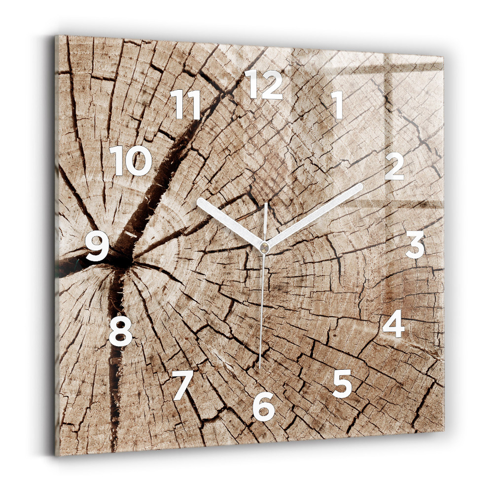 Horloge murale carrée Tronc en bois ancien