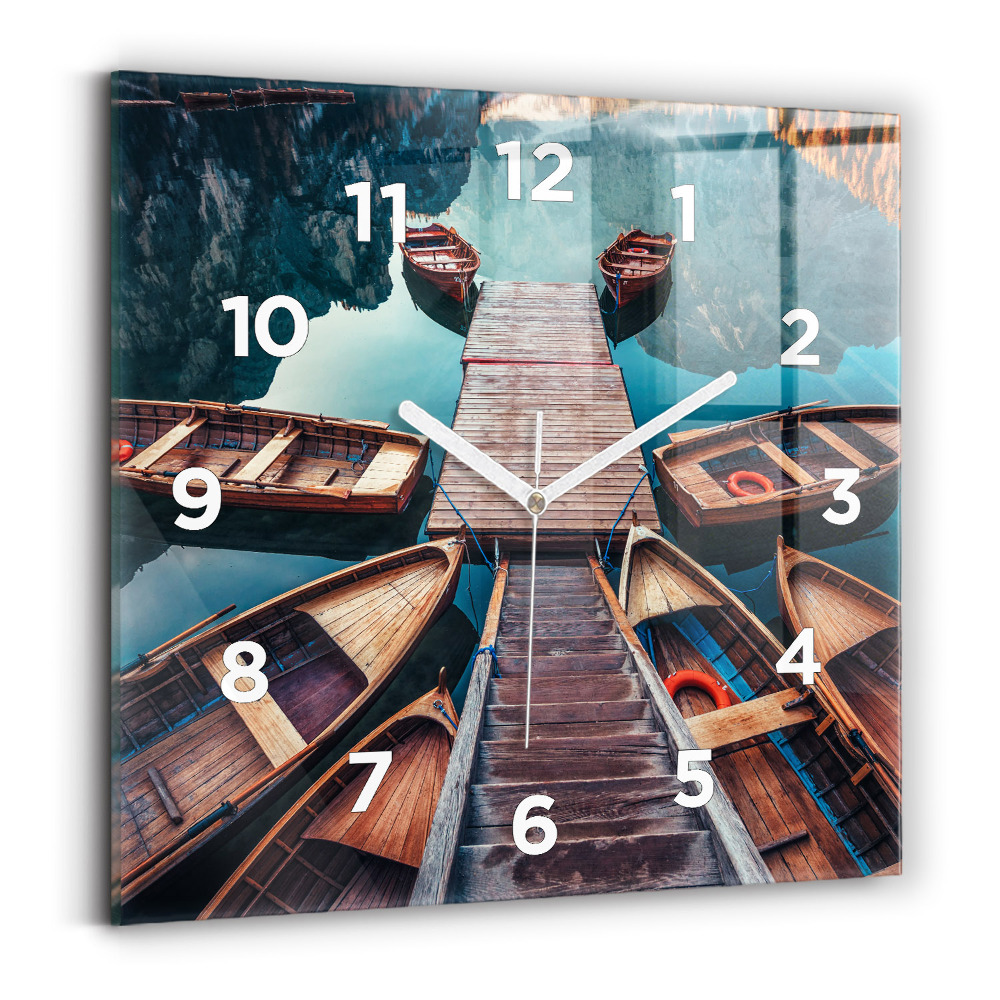 Horloge carrée en verre Plate-forme et lac