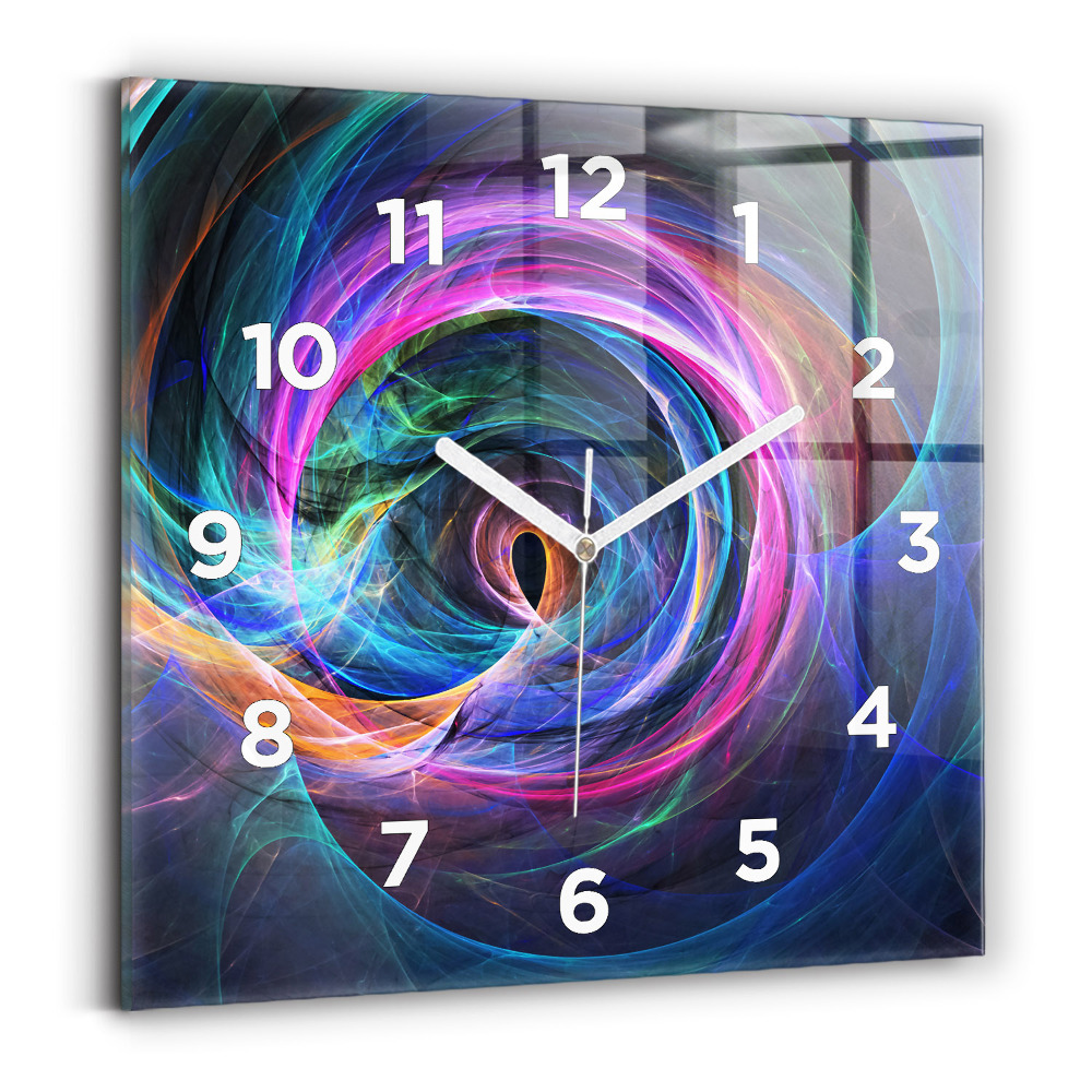 Horloge murale carrée Fractale colorée