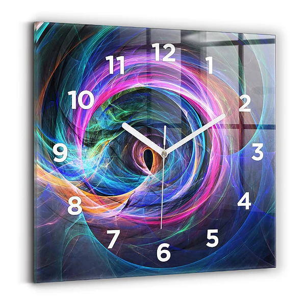 Horloge murale carrée Fractale colorée