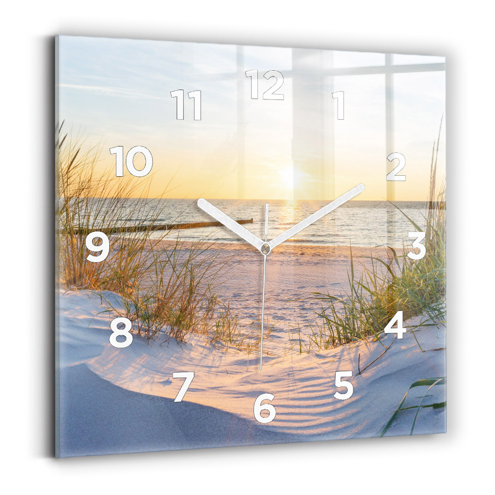 Horloge murale carrée Coucher de soleil sur la mer